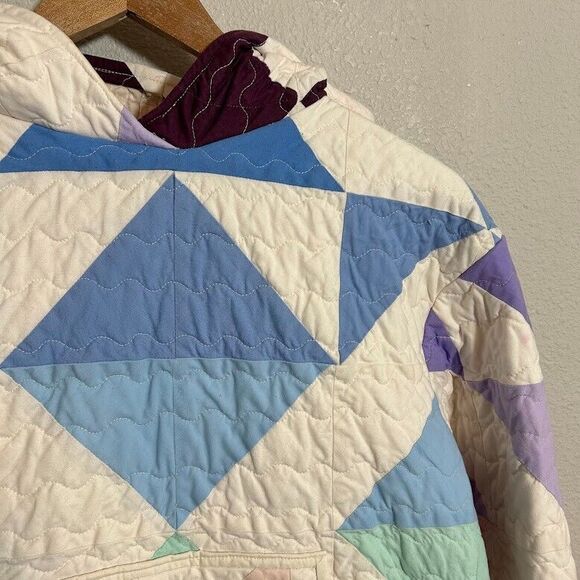 Handmade Quilted Patchwork Hoodie Jacket – Boho, Cottagecore, Retro, Y2K, Artsy - Picture 5 of 6